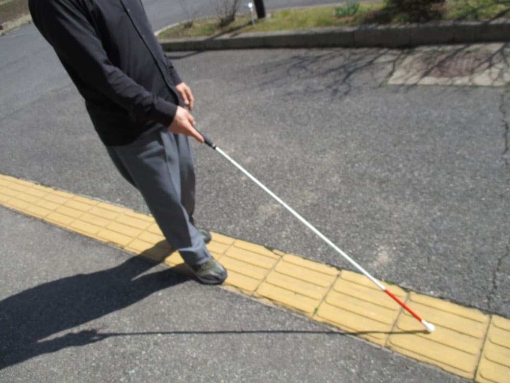 白杖を使用しての歩行訓練